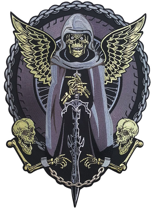 Stock Biker Patch - Reaper and Chains Back Patch