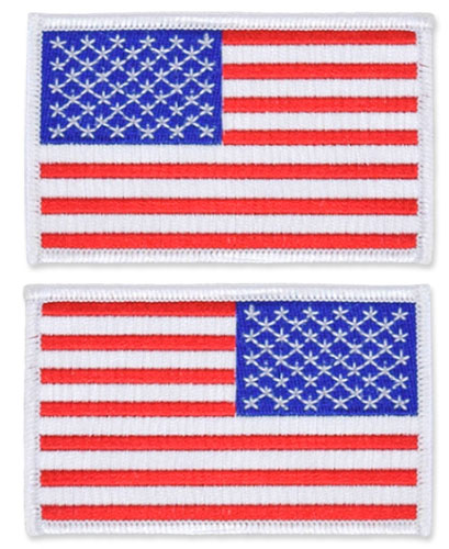 US Flag Patch - 3.5 x 2.125, White, Standard Shoulder Size